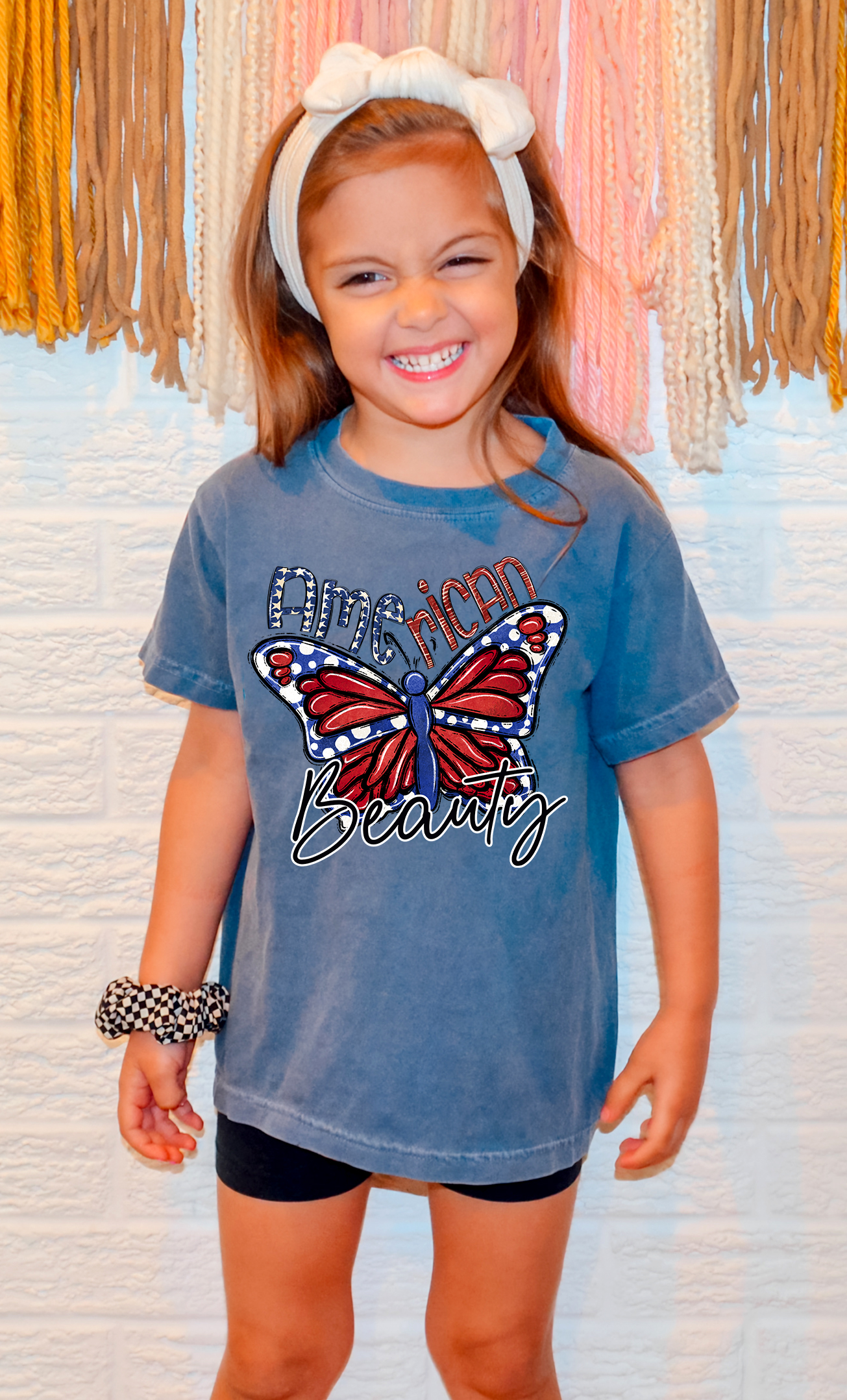 Patriotic American Beauty Butterfly Comfort Colors Kids T-Shirt