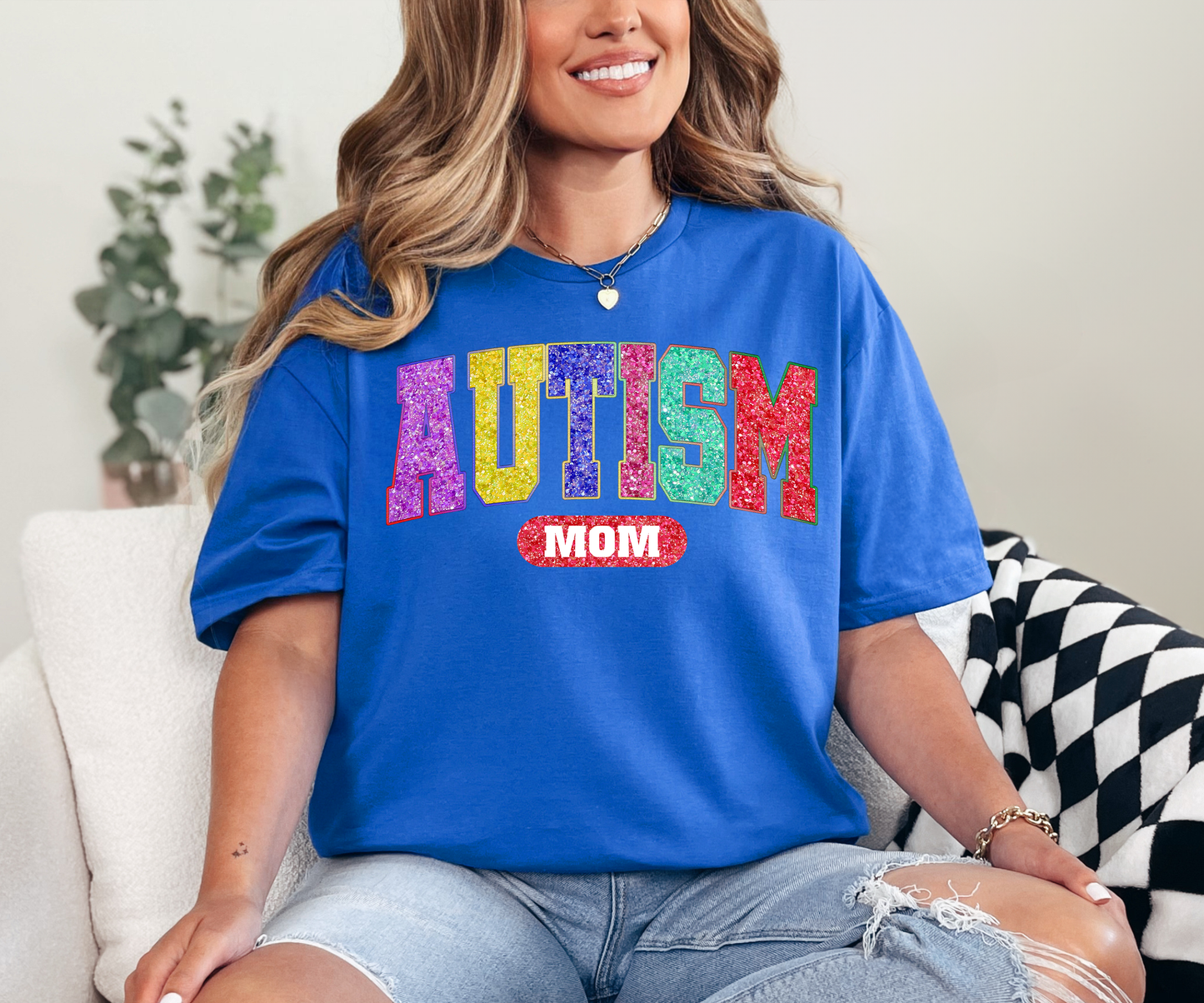 Autism Mom Glitter Effect T-shirt or Sweatshirt