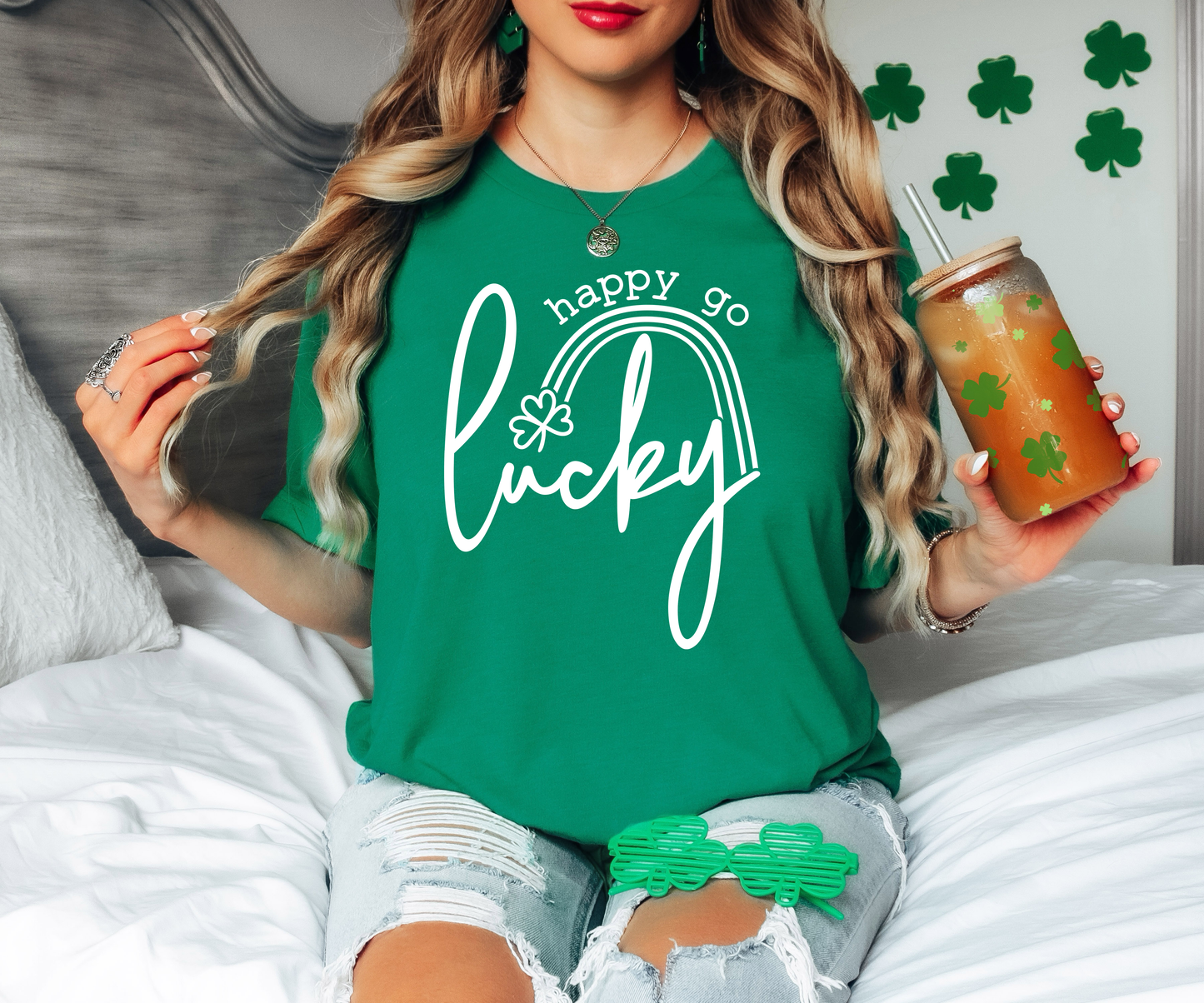 Happy Go Lucky Rainbow T-shirt or Sweatshirt