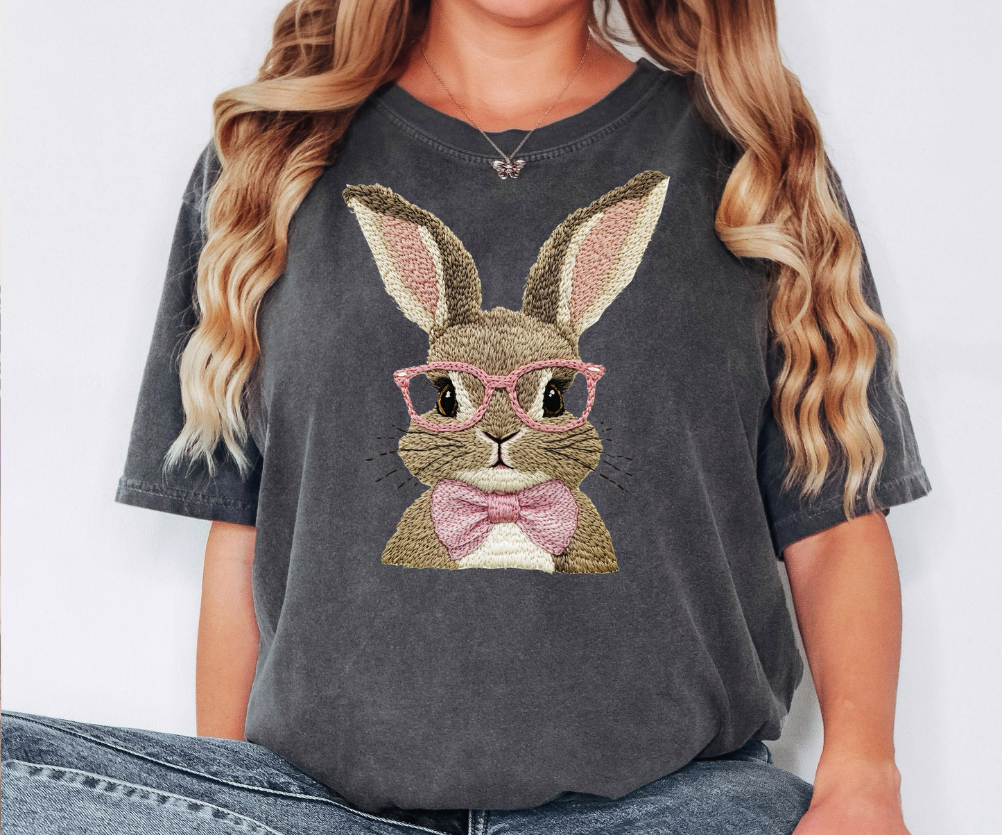 Easter Bunny Embroidery Effect  T-shirt or Sweatshirt