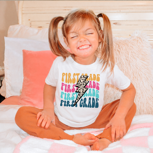 Back to School Retro Leopard Lighting Bolt T-Shirt
