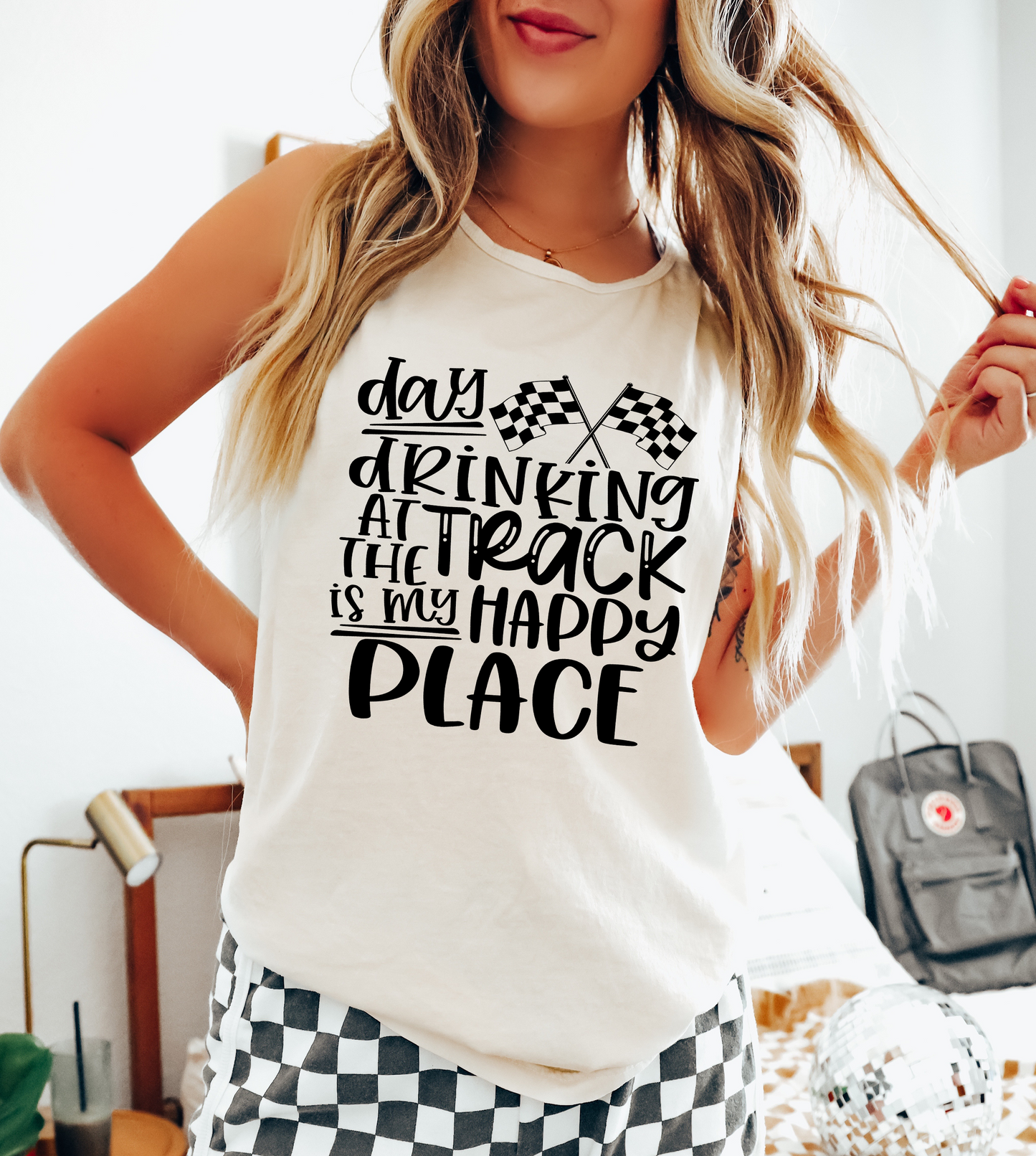 Day Drinking at the Track is my Happy Place Comfort Colors