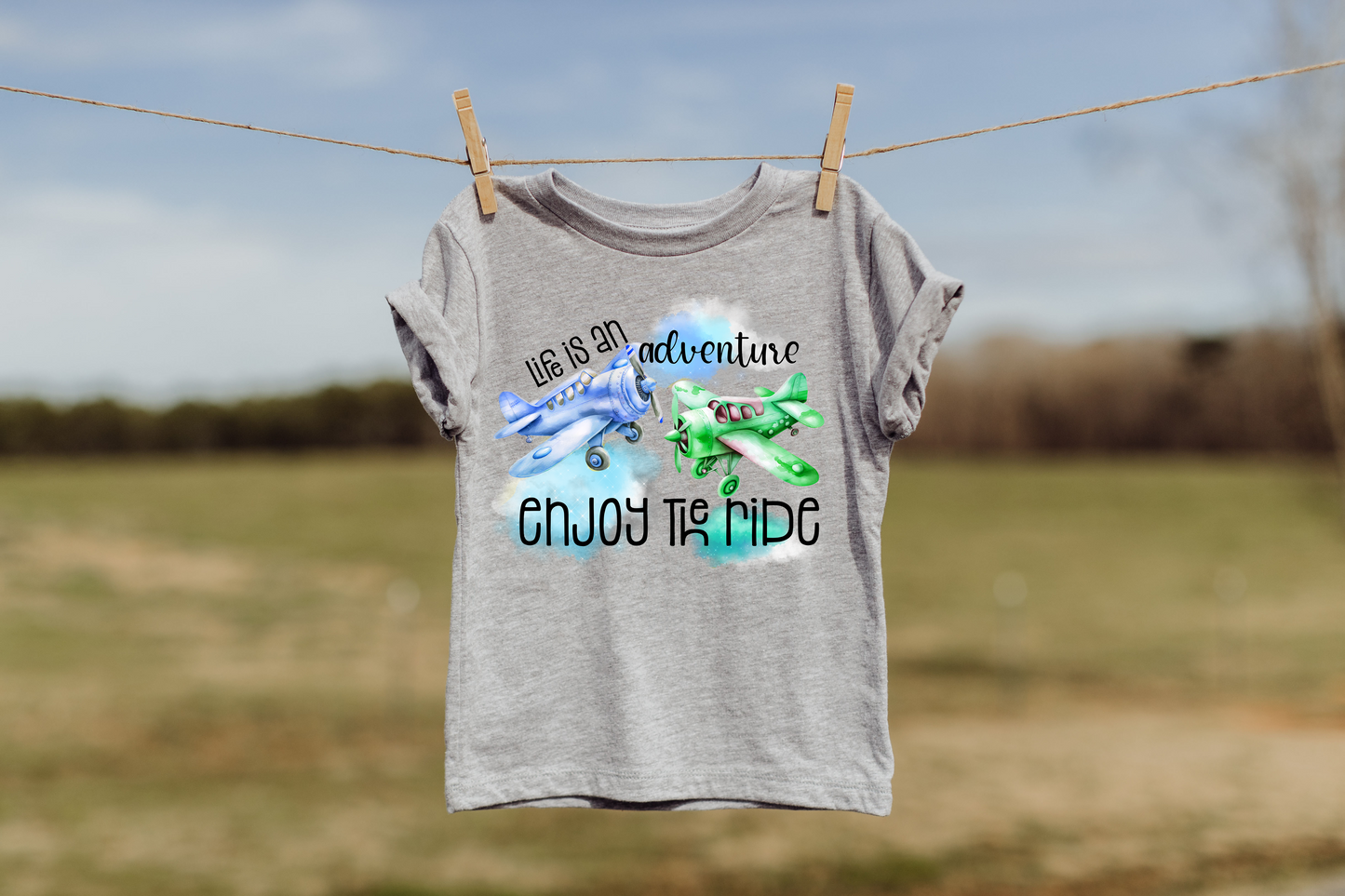 Life is an Adventure Enjoy the Ride Airplane Bella Canvas Kids T-Shirt