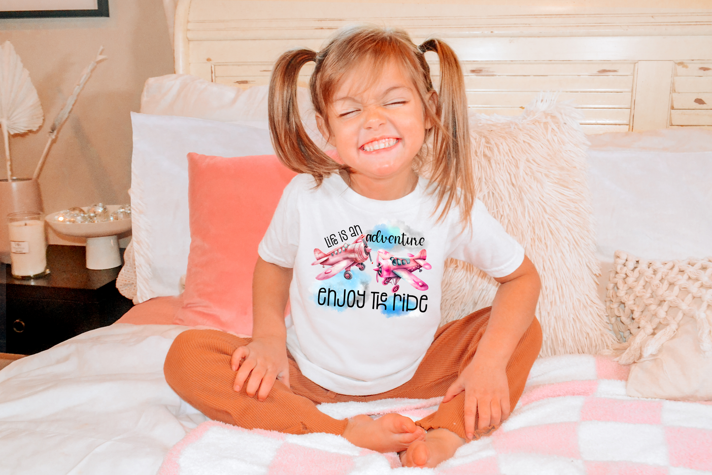 Life is an Adventure Enjoy the Ride Airplane Bella Canvas Kids T-Shirt