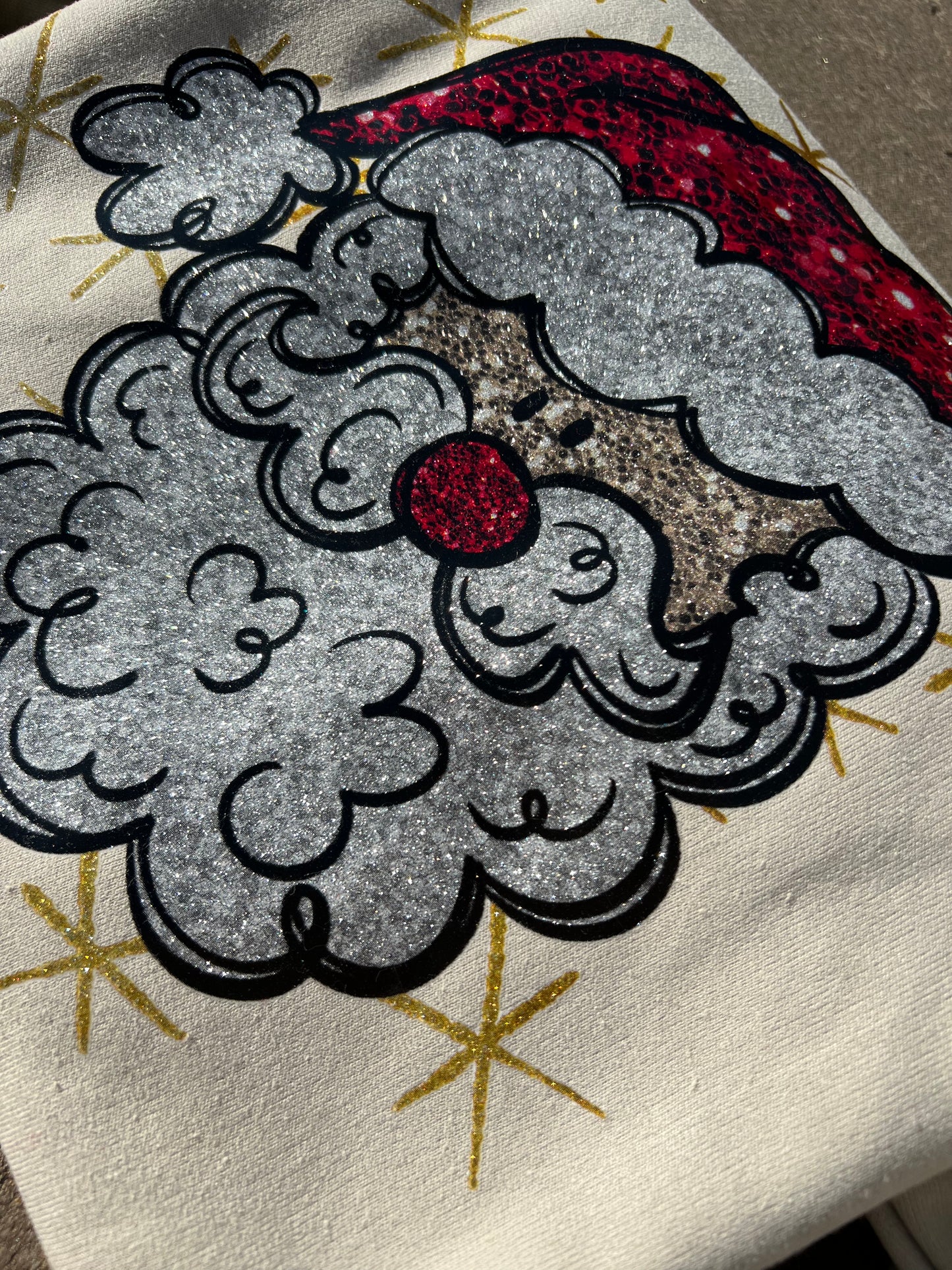 Christmas GLITTER Santa Gildan Sweathshirt