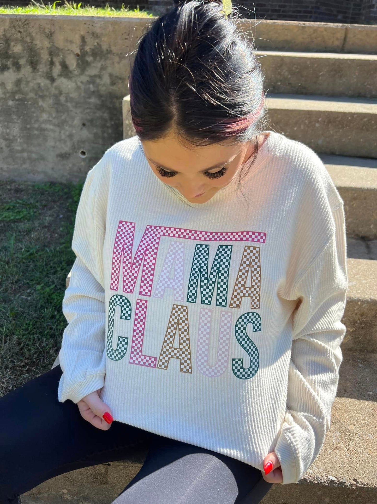 Mama Clause Oversized Corded Crew