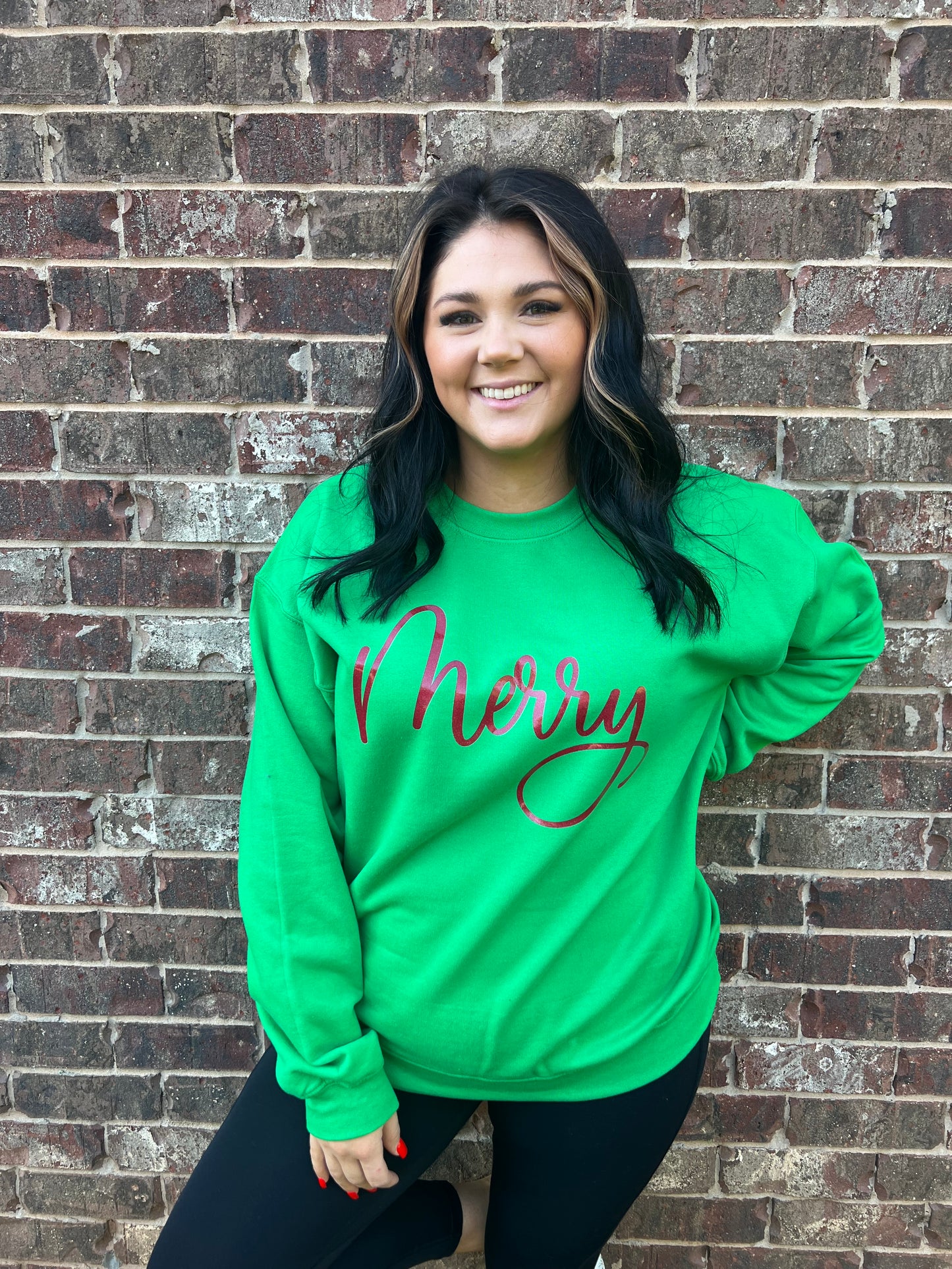 Christmas GLITTER Merry Gildan Sweathshirt