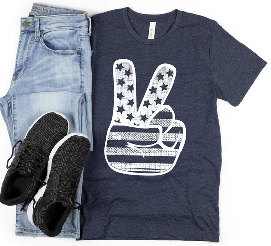 American Flag Peace Hand Bella Canvas T-shirt