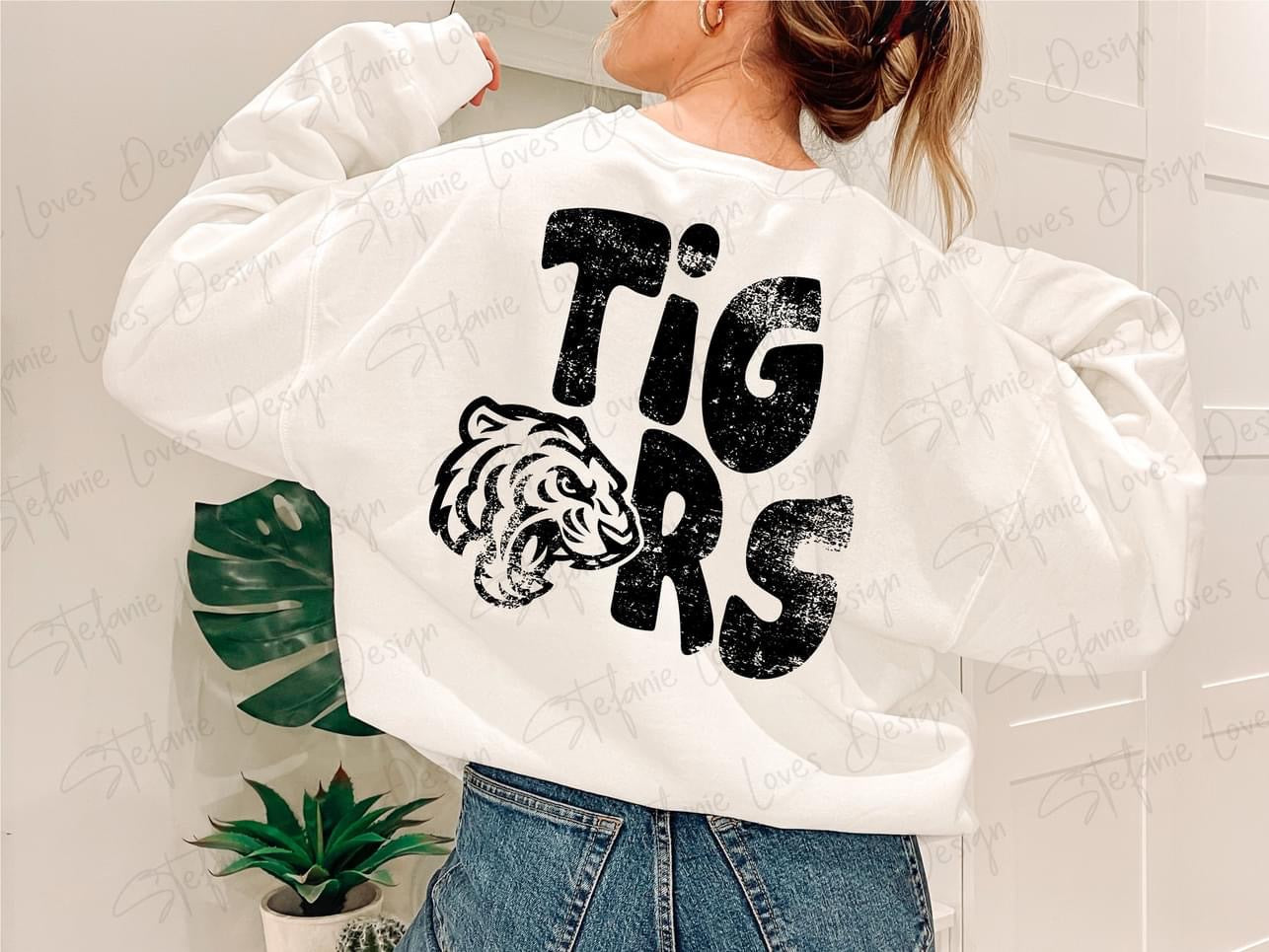 Distressed Tigers Stacked Grunge  Sweatshirt or T-shirt