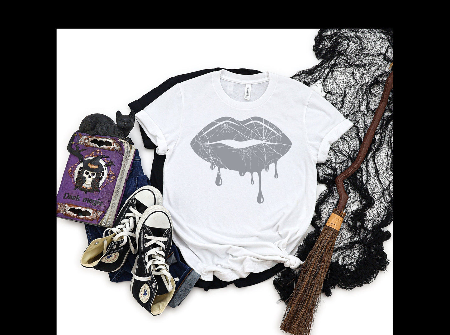 Halloween Lips Drip Metallic Silver Bella Canvas T-shirt