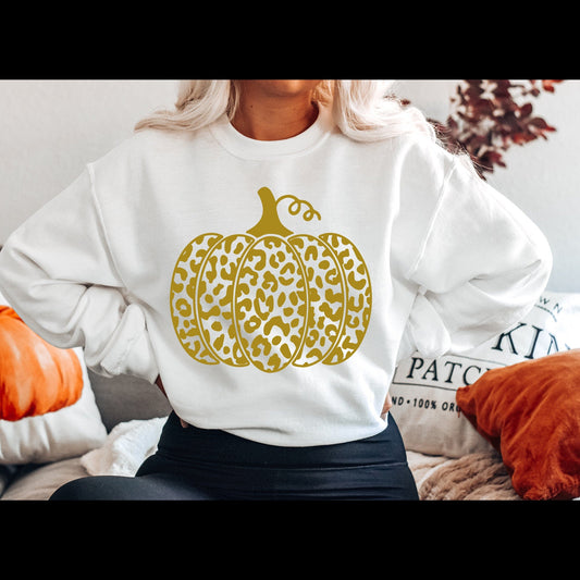 Metallic Gold Leopard Pumpkin  Sofstyle T-shirt or Sweatshirt