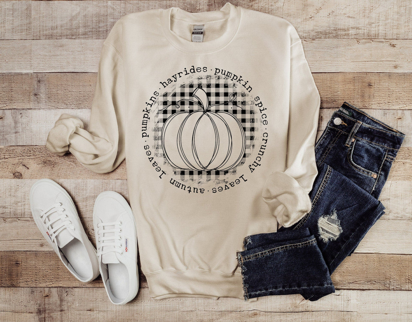 Checkered Pumpkin Fall  Sweatshirt