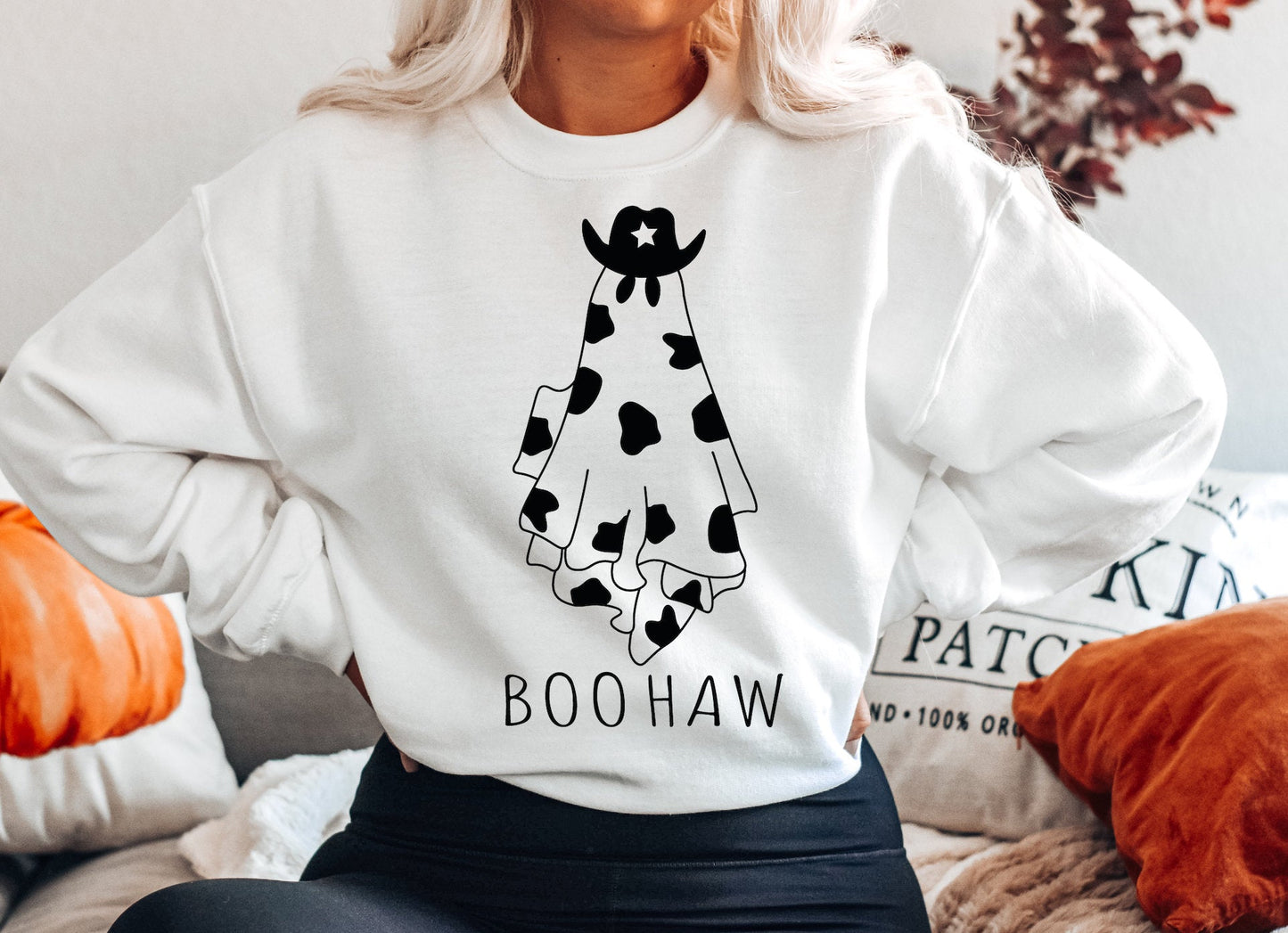 Boo Haw Cowboy Ghost Halloween  T-shirt or Sweatshirt
