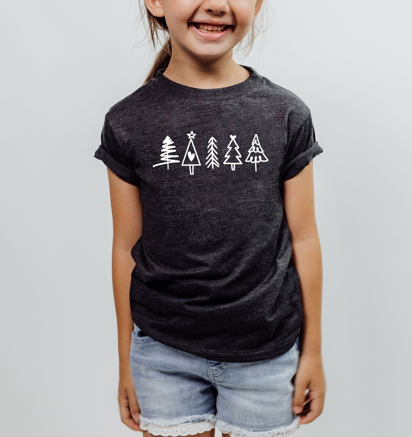 Christmas Doodle Trees Kids Tshirt or Sweatshirt