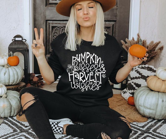 Pumpkin Kisses Harvest Wishes Fall  T-shirt or Sweatshirt